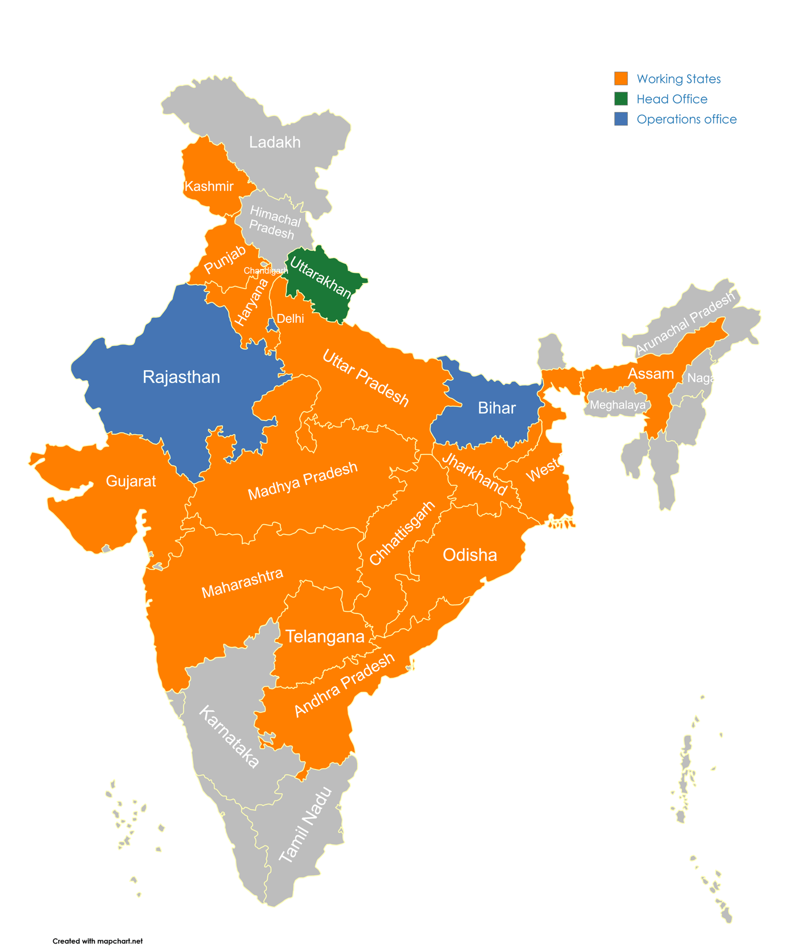 Smart Agri working states map